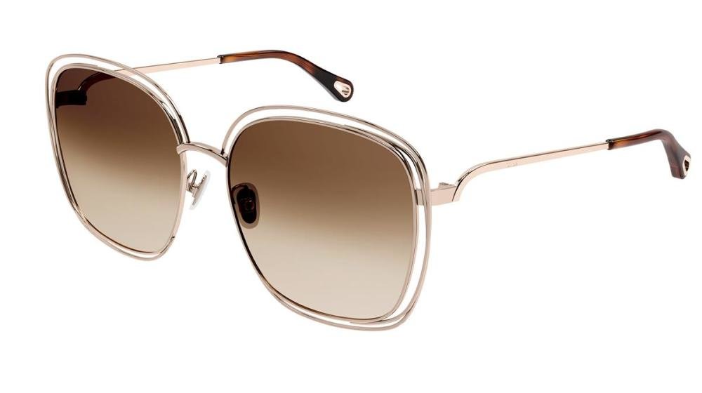 CHLOE CH0077SK 002 Solbrille Gull med Brun glass