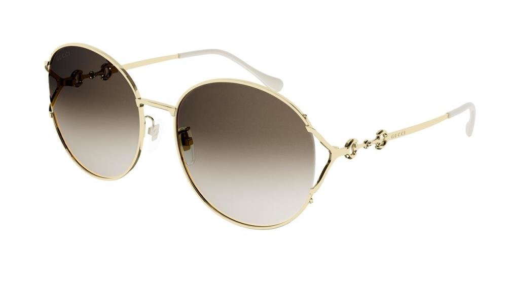 GUCCI GG1017SK 003 Solbrille Gull med Brun glass