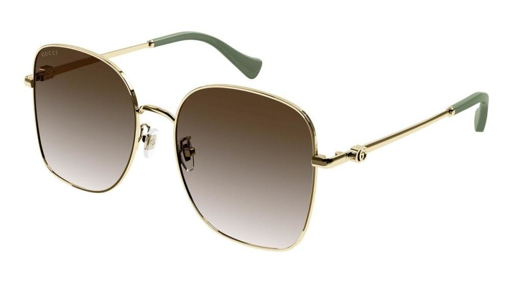 GUCCI GG1143S 002 Solbrille Gull med Brun glass