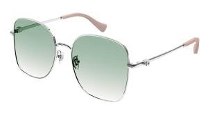 GUCCI GG1143S 004 Solbrille Sølv med Grønn glass