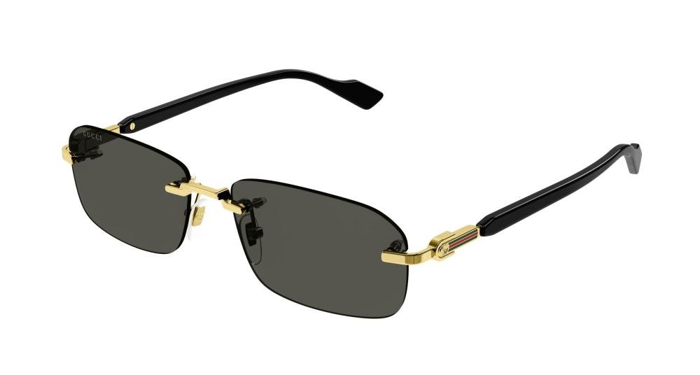 GUCCI GG1221S 001 Solbrille Gull med Grå / Sort glass