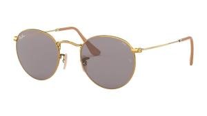 RAYBAN ROUND METAL 0RB3447 9064V8 Solbrille Gull med Grå / Sort glass