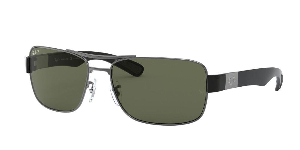 RAYBAN 0RB3522 004/9A Solbrille Grå med Grønn glass