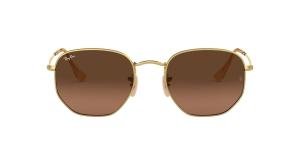 RAYBAN Hexagonal 0RB3548N 912443 Solbrille Gull med Brun glass