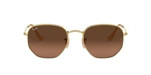 RAYBAN Hexagonal 0RB3548N 912443 Solbrille Gull med Brun glass