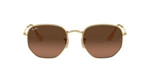 RAYBAN HEXAGONAL 0RB3548N 912443 Solbrille Gull med Brun glass