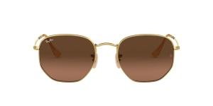 RAYBAN HEXAGONAL 0RB3548N 912443 Solbrille Gull med Brun glass