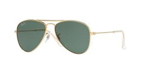 RAYBAN JUNIOR AVIATOR 0RJ9506S 223/71 Solbrille Gull med Grønn glass