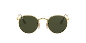 RAYBAN ROUND METAL 0RB3447 001 Solbrille Gull med Grønn glass