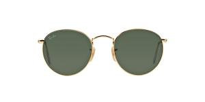 RAYBAN ROUND METAL 0RB3447 001 Solbrille Gull med Grønn glass