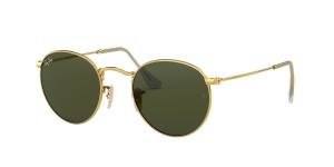 RAYBAN ROUND METAL 0RB3447 001 Solbrille Gull med Grønn glass