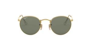 RAYBAN ROUND METAL 0RB3447 001/58 Solbrille Gull med Grønn glass