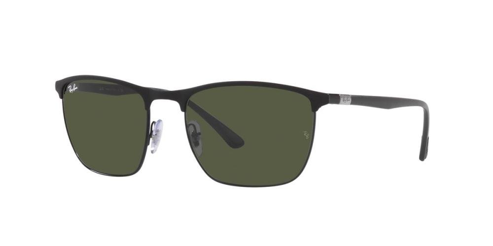 RAYBAN RB3707 001/51 Solbrille Sort med Grønn glass
