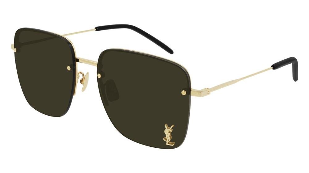 Saint Laurent SL 312 M Solbrille Gull med Brun glass