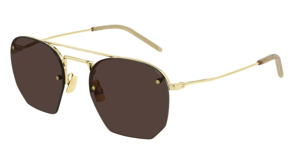 Saint Laurent SL 422 Solbrille Gull med Brun glass