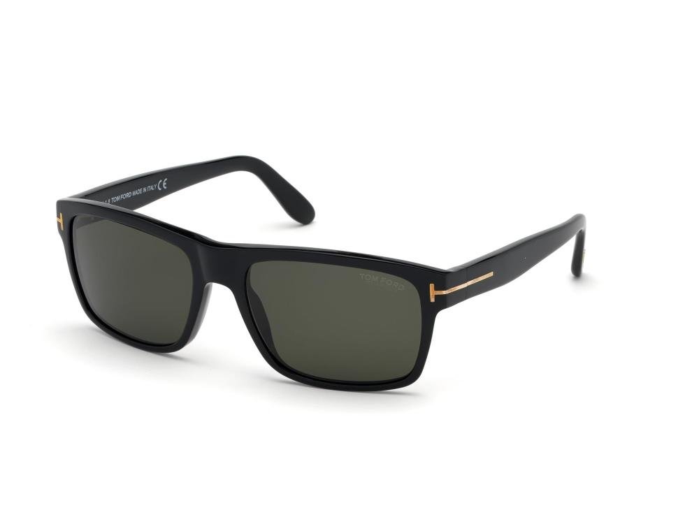 TOM FORD AUGUST FT0678 01D Solbrille Sort med Grønn glass