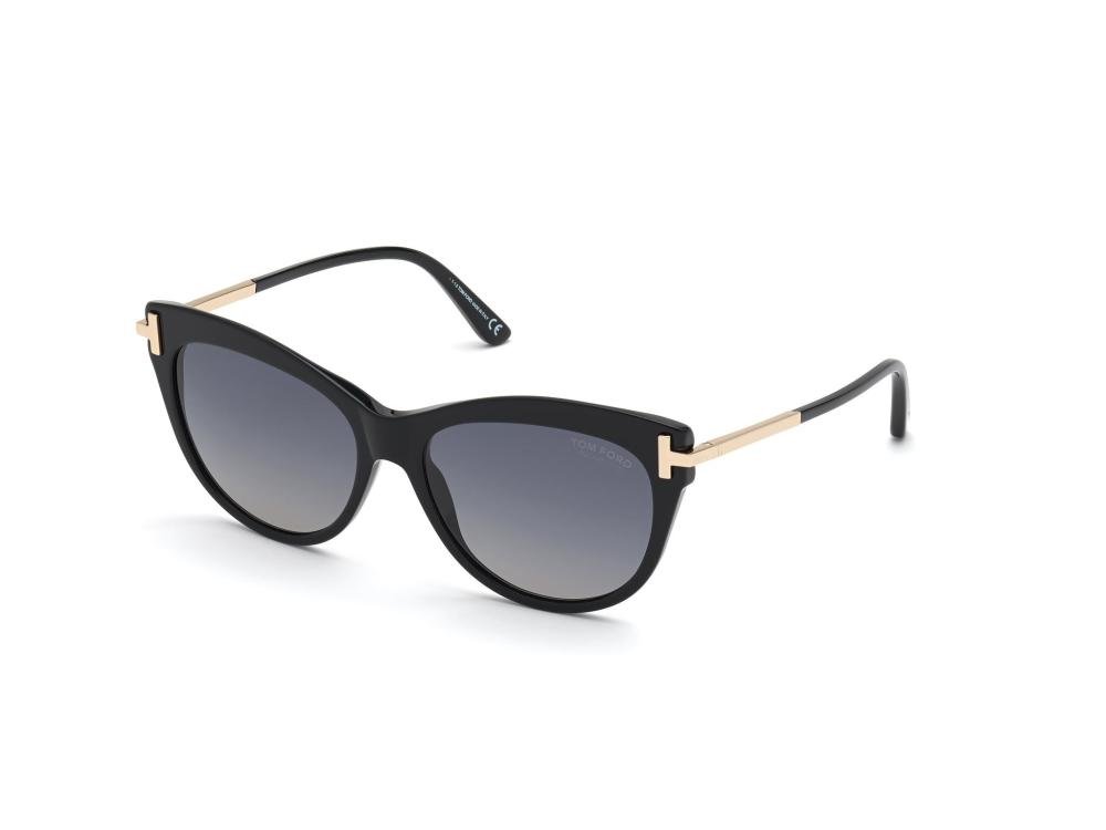 TOM FORD FT0821 01D Solbrille Sort med Grå / Sort glass