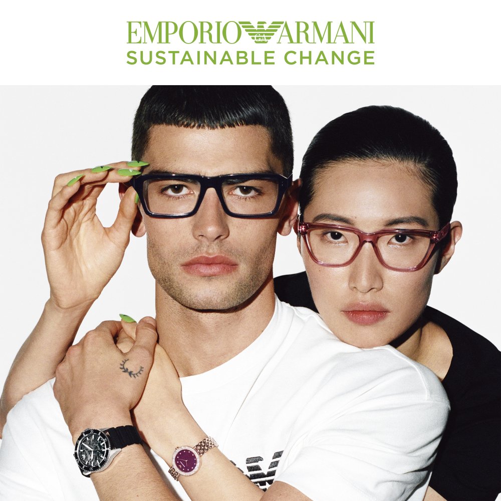 mann og kvinne med briller fra Emporio Armani