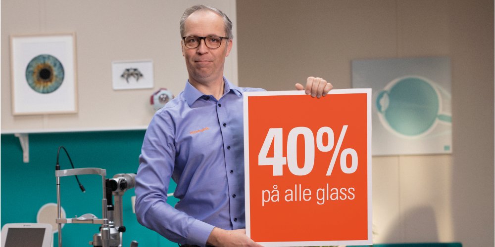 Optiker 40% på alle glass